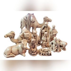Vintage mini ceramic 11 piece Nativity, excellent condition, Christmas, Holiday
